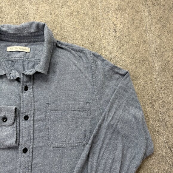Outerknown Chambray Shirt Men M Blue Long Sleeve Utility Pocket Button Up - Picture 3 of 14